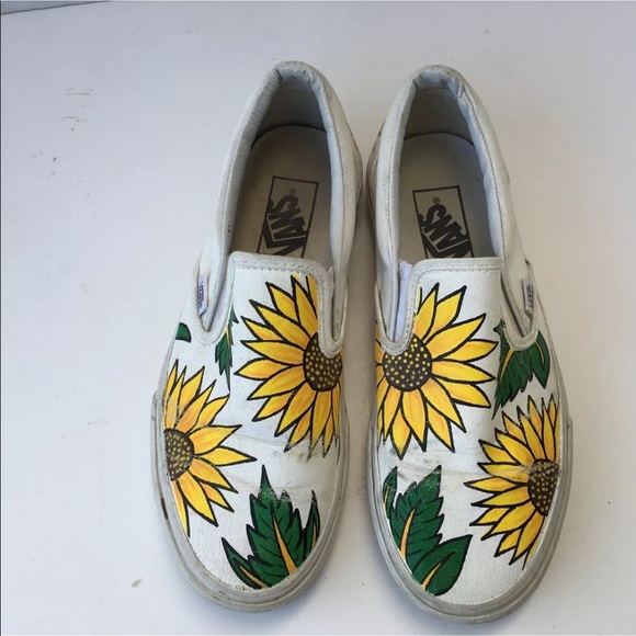 hand painted sunflower vans